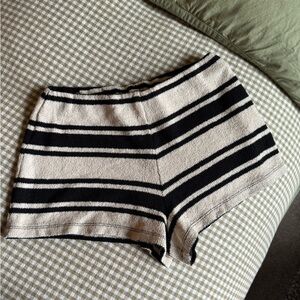 NWOT Zara Black and Cream Striped Micro Shorts